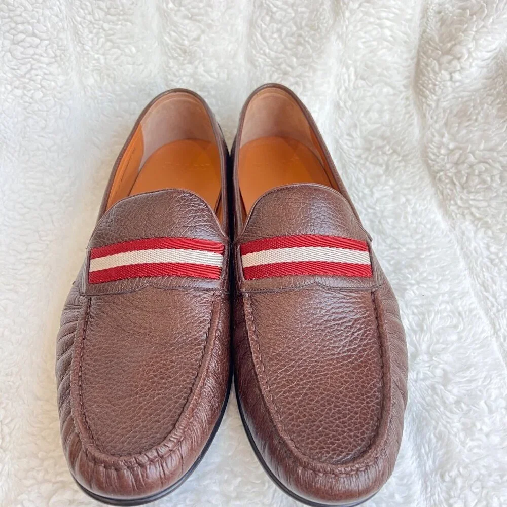 Bally Men’s Crockett leather loafers,dark brown, Size 13D